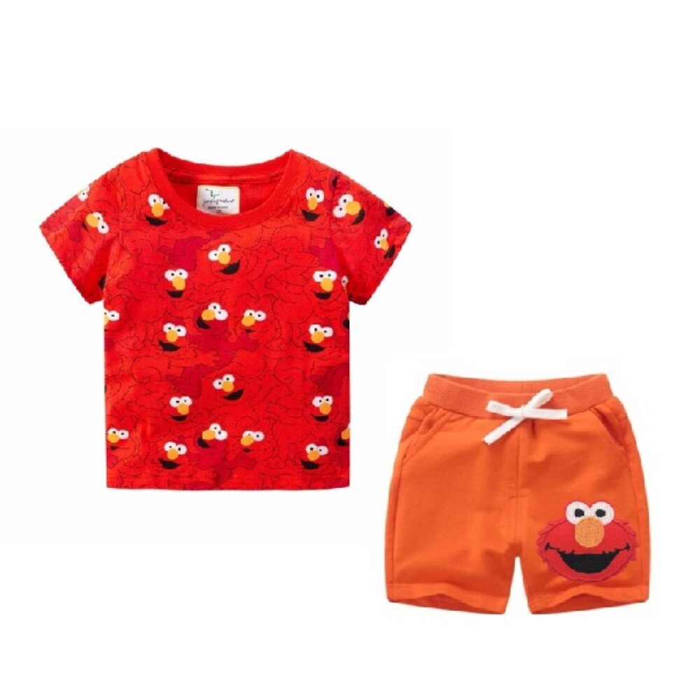 Sesame Street Shorts Elmo Shirt Boy Tee Girl Top Birthday Outfit Clothes